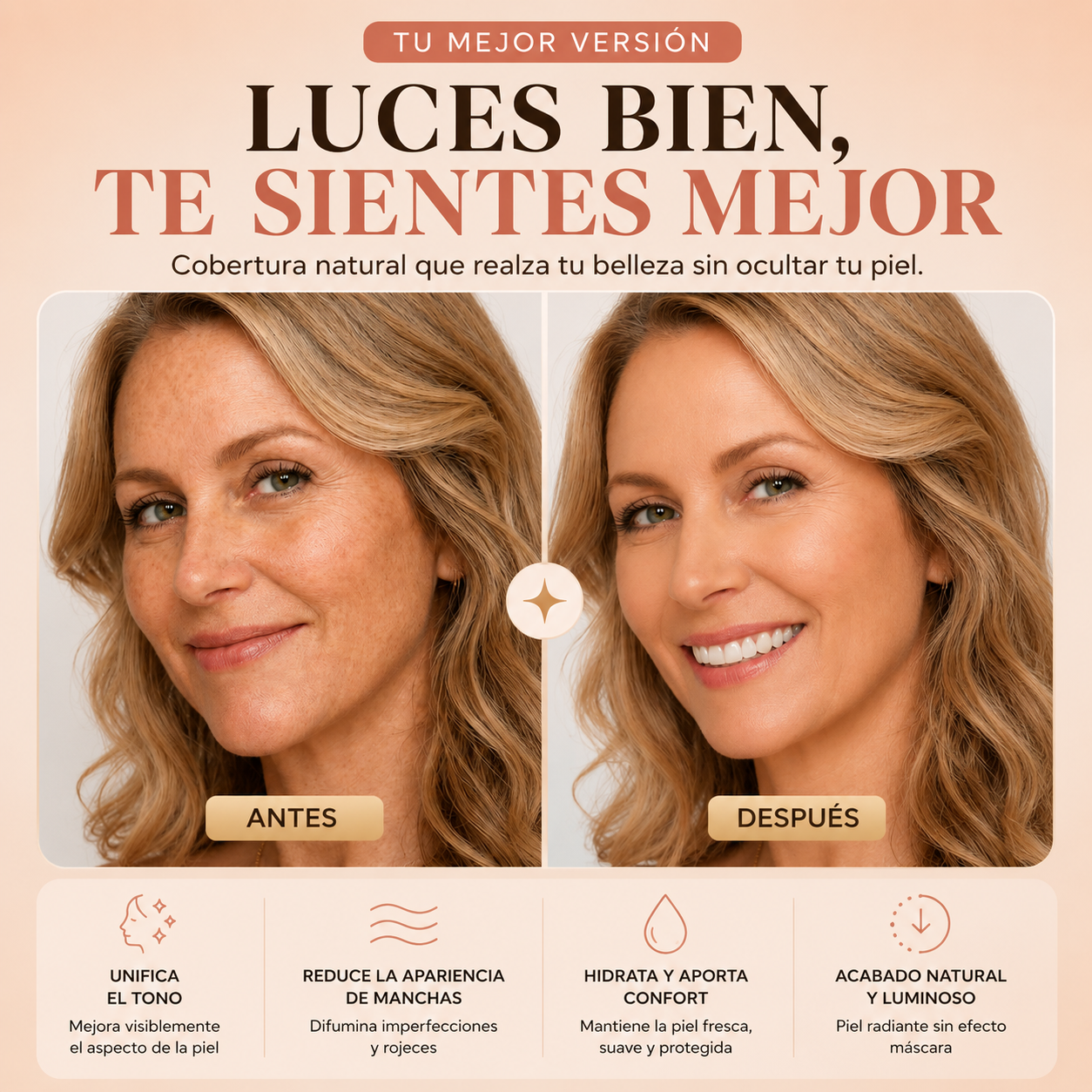 Base de Maquillaje 4 en 1 SPF50+ Larga Duración Waterproof