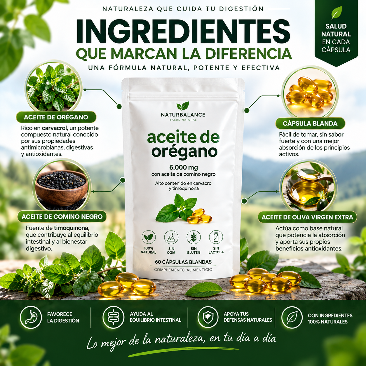 Aceite de Orégano en Cápsulas Blandas