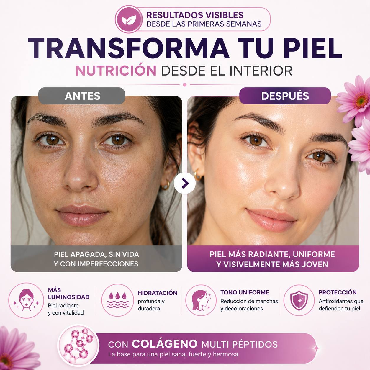¿NOTAS TU PIEL APAGADA, ARRUGAS O PÉRDIDA DE FIRMEZA?