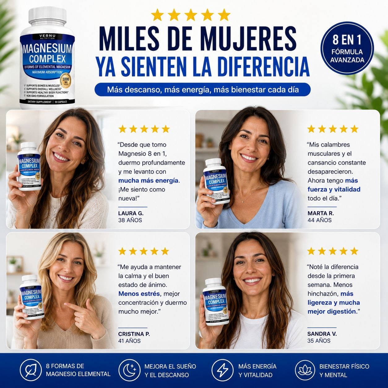Magnesium Complex 8 en 1 Renueva y Siente tu Energía  1000mg